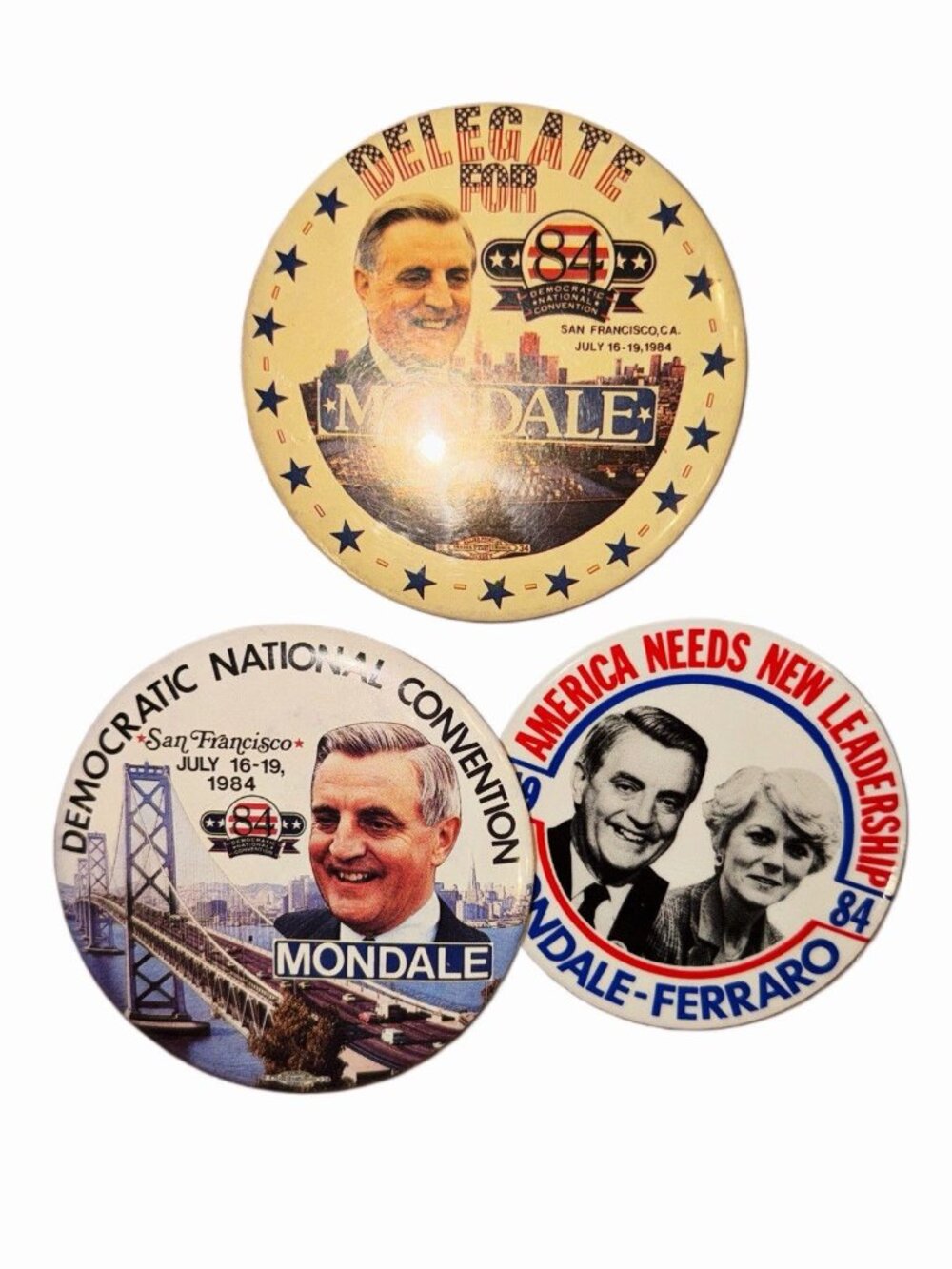 Lot of Large Mondale Political Presidential Election Pins